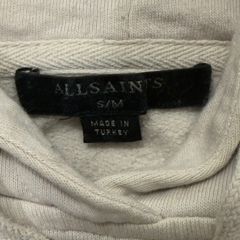AllSaints Oversized Tor Hoodie Unisex S/M Beige Cotton Modal Lined Minimalist‎ - Picture 7 of 13